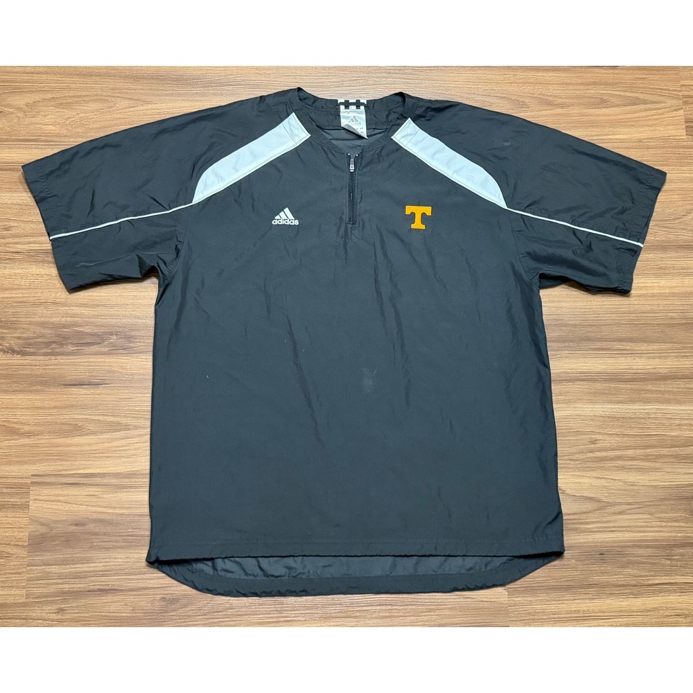 Adidas Tennessee Volunteers Mens Black Quarter Zip Short Sleeve Windshirt Sz L